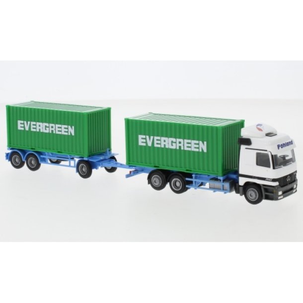 AWM 1;87/H0 Nr. AWM 75810 EVERGREEN, ACTROS L 2X20FT. CONTAINER FORV./ANH.*