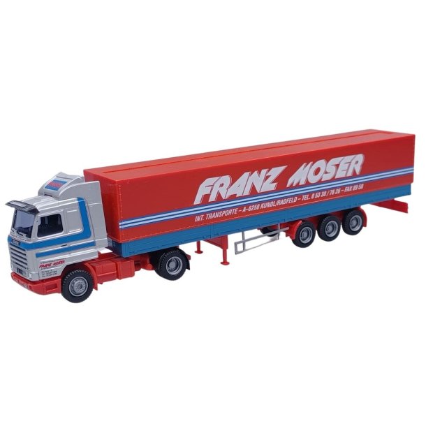 AWM 1:87/H0 Nr. AWM 76118 MOSER TRANSPORTE, SCANIA 143 EURO PRESENNINGSTRAILER *