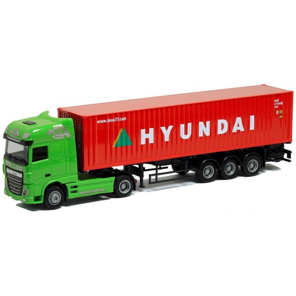 AWM 1:87/H0 Nr. AWM 939741 BTB BAUSTOFFE "HYUNDAI", DAF XF EURO 6 SSC 40FT. CONT.TRAILER *